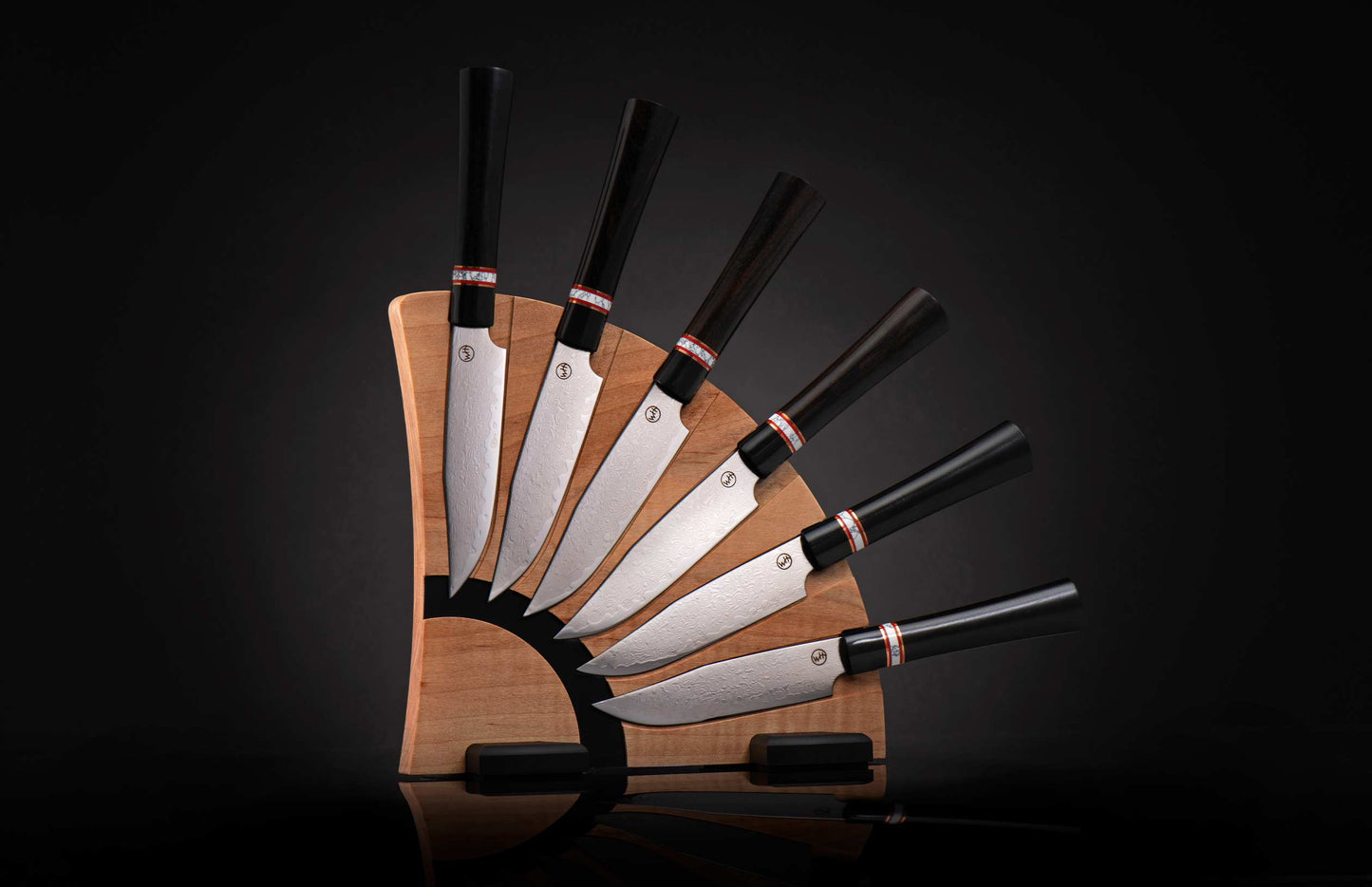 William Henry K20 Kultro Gourmet Steak Knives - Ebony / Red Maple K20S-ERM