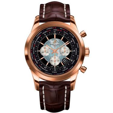 Breitling Transocean Chronograph Unitime Red Gold RB0510U4/BB63-croco-brown-deployant