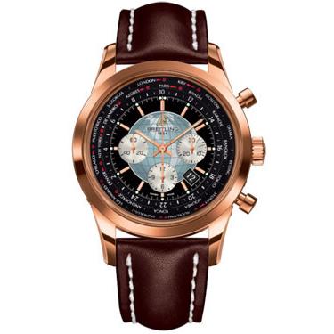 Breitling Transocean Chronograph Unitime Red Gold RB0510U4/BB63-leather-brown-deployant