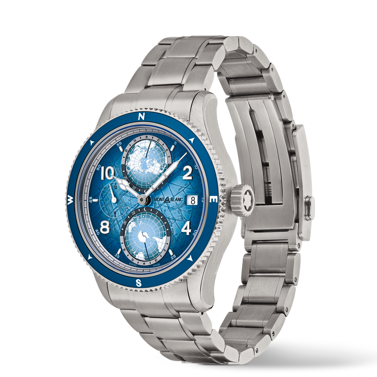 Montblanc 1858 Geosphere 0 Oxygen South Pole Exploration Limited Edition - 1990 pieces - TITANIUM, STEEL, ALUMINIUM - Light blue - Montblanc® US MB130961