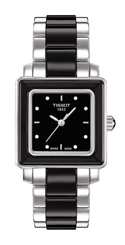 Tissot Cera Square Ladies Black Diamonds Quartz Ceramic Trend T0643102205600 Watch