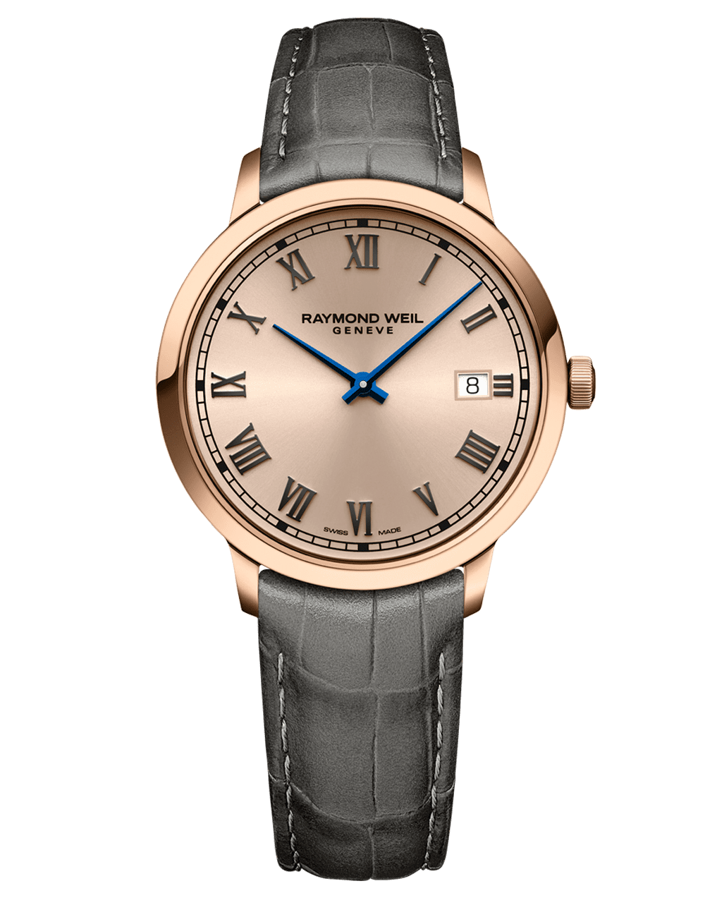 Toccata Men's Quartz Rose Gold Dial Leather Strap Watch, 39mm