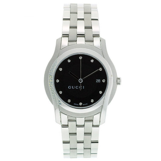 Gucci 5505 Stainless Steel Black Mens Watch Ya055213