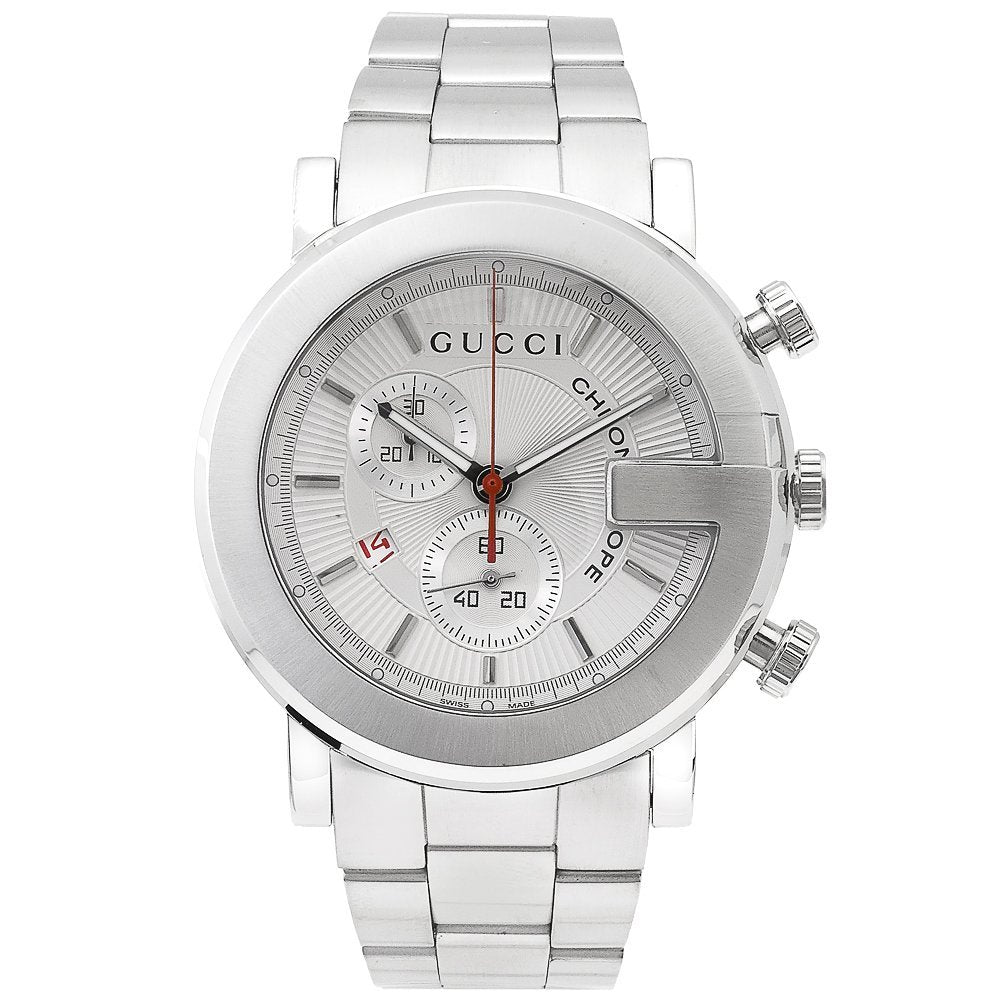 Gucci 101 G-Round White Chronograph Mens Watch Ya101339