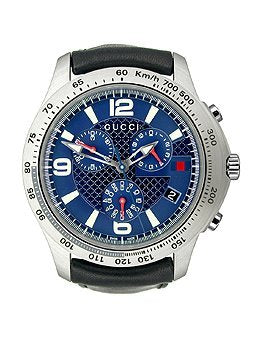 Gucci G-Timeless Chronograph Leather Strap Blue Dial Men's Watch Ya126223