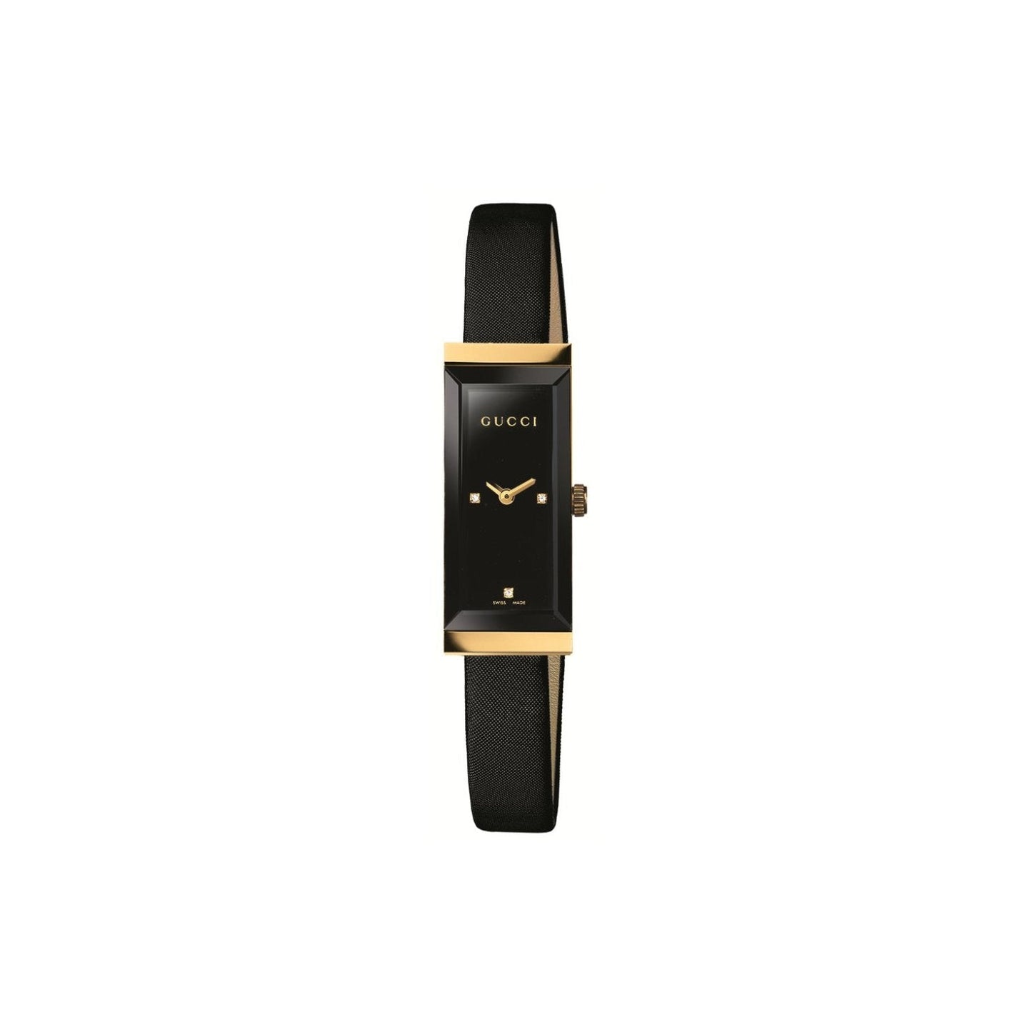 Gucci Women's Ya127506 G-Frame Rectangle Black Satin Strap 18K Case Watch