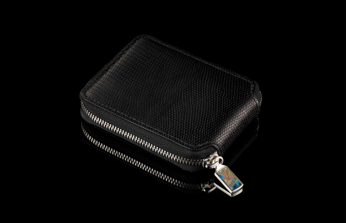 William Henry LEATHER Zipper Bi-Fold ZBF LIZ BLK