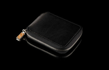 William Henry LEATHER Zipper Bi-Fold ZBF LIZ BLK