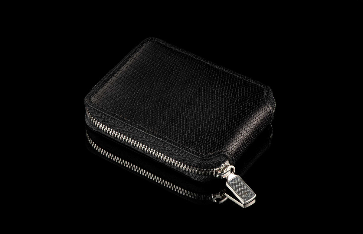 William Henry LEATHER Zipper Bi-Fold ZBF LIZ BLK