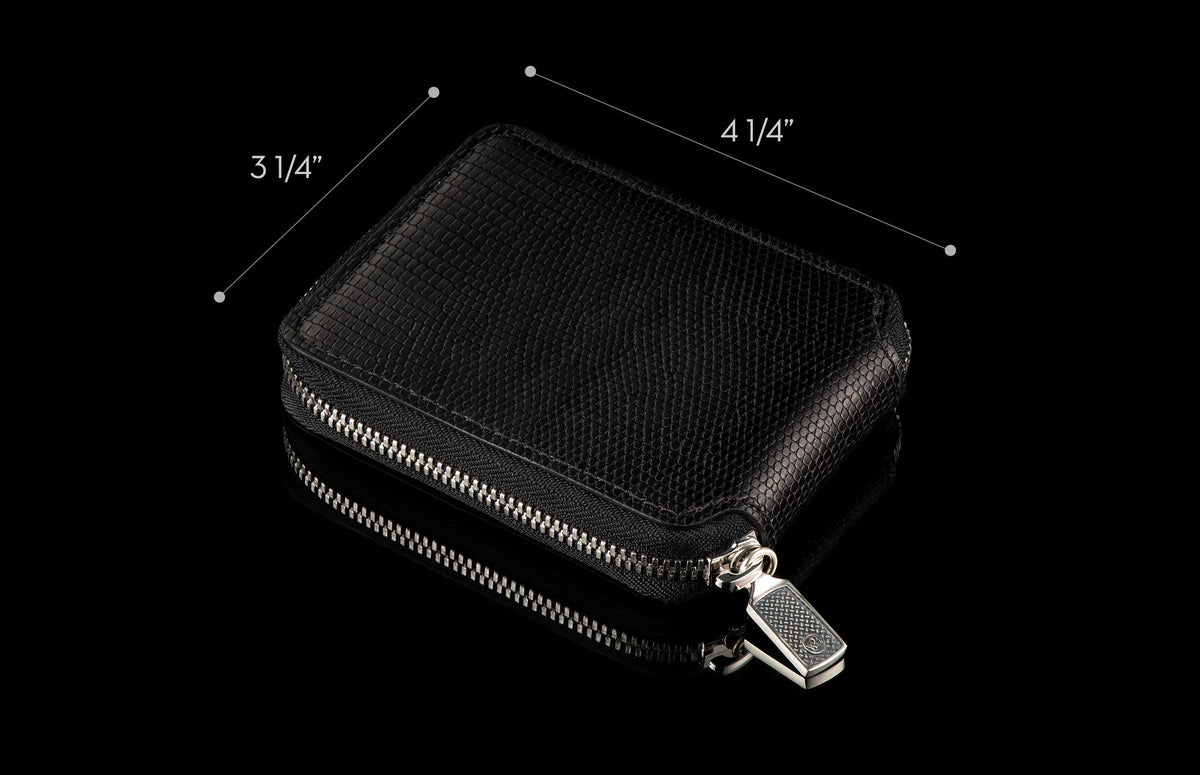 William Henry LEATHER Zipper Bi-Fold ZBF LIZ BLK