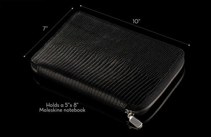 William Henry LEATHER Zipper Journal ZNB LIZ BLK