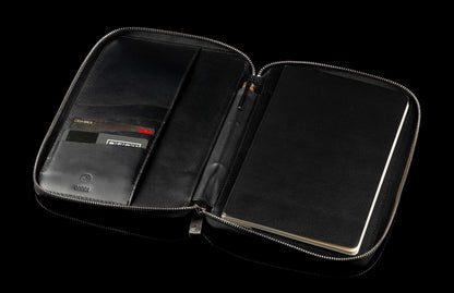 William Henry LEATHER Zipper Journal ZNB LIZ BLK
