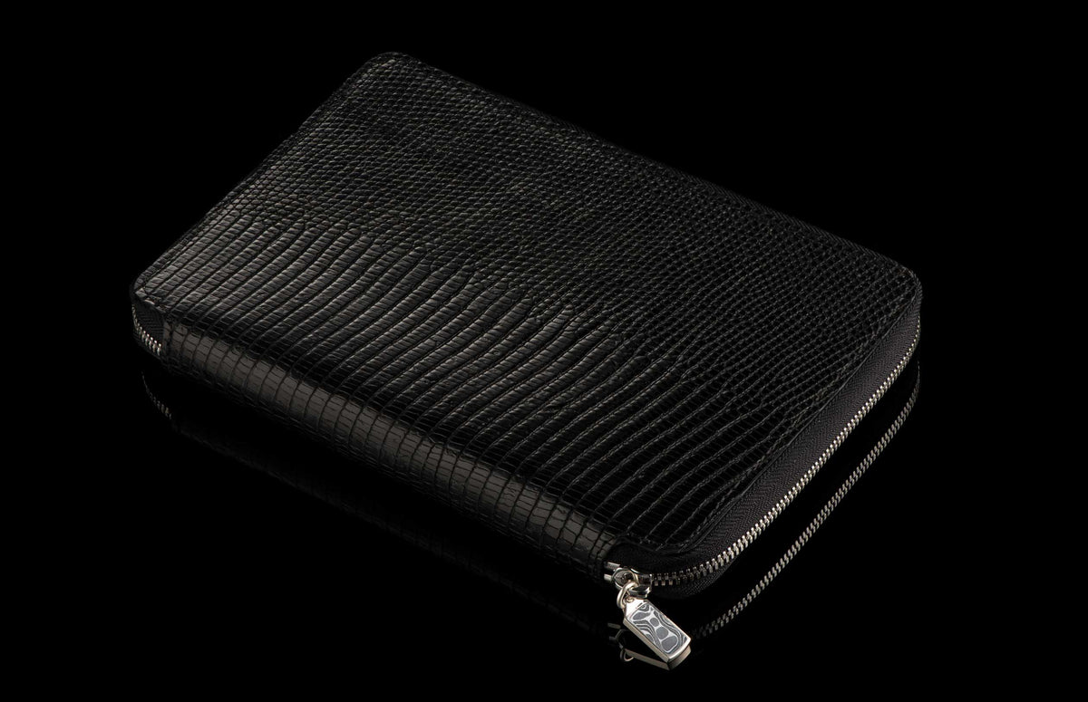 William Henry LEATHER Zipper Journal ZNB LIZ BLK
