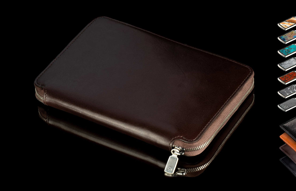 William Henry LEATHER Zipper Journal ZNB LIZ BLK