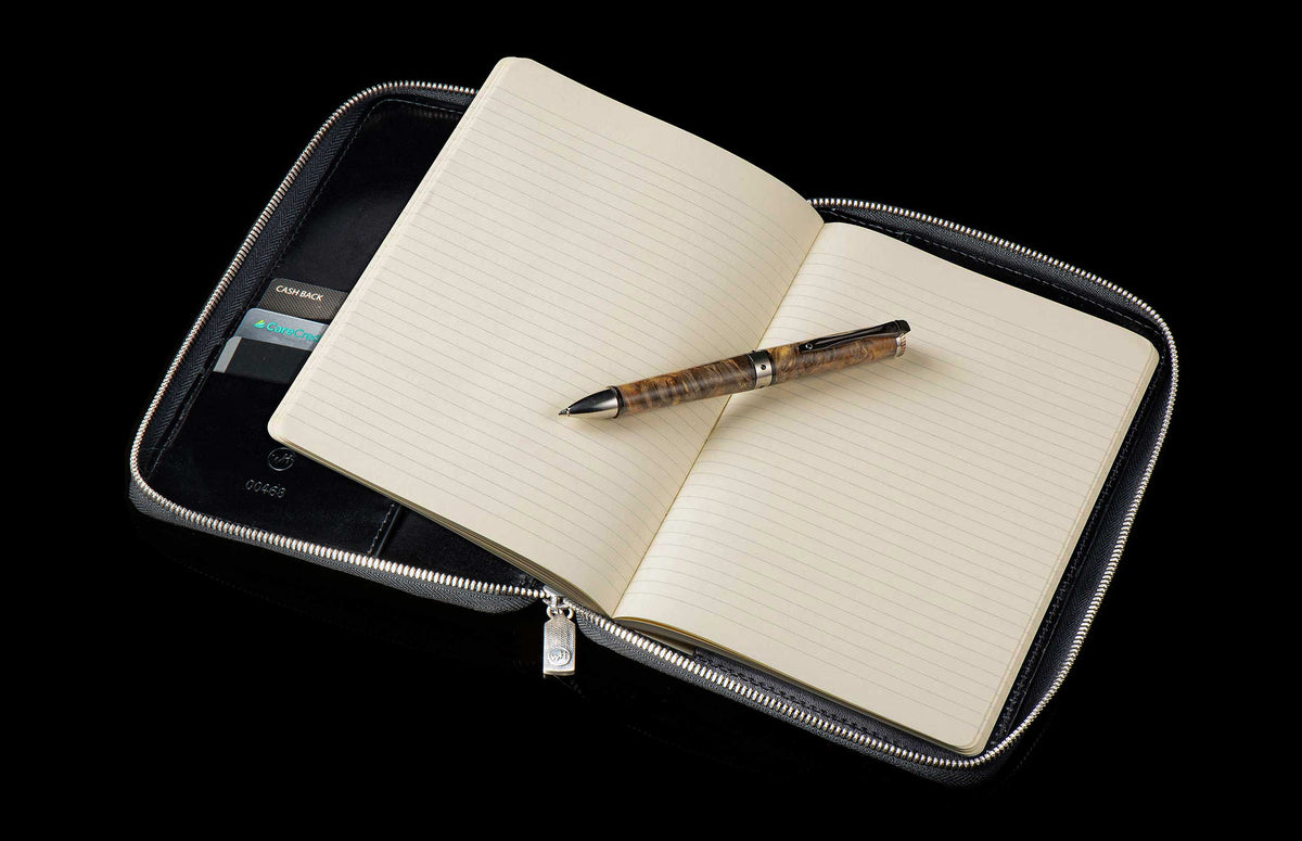William Henry LEATHER Zipper Journal ZNB MC BLK