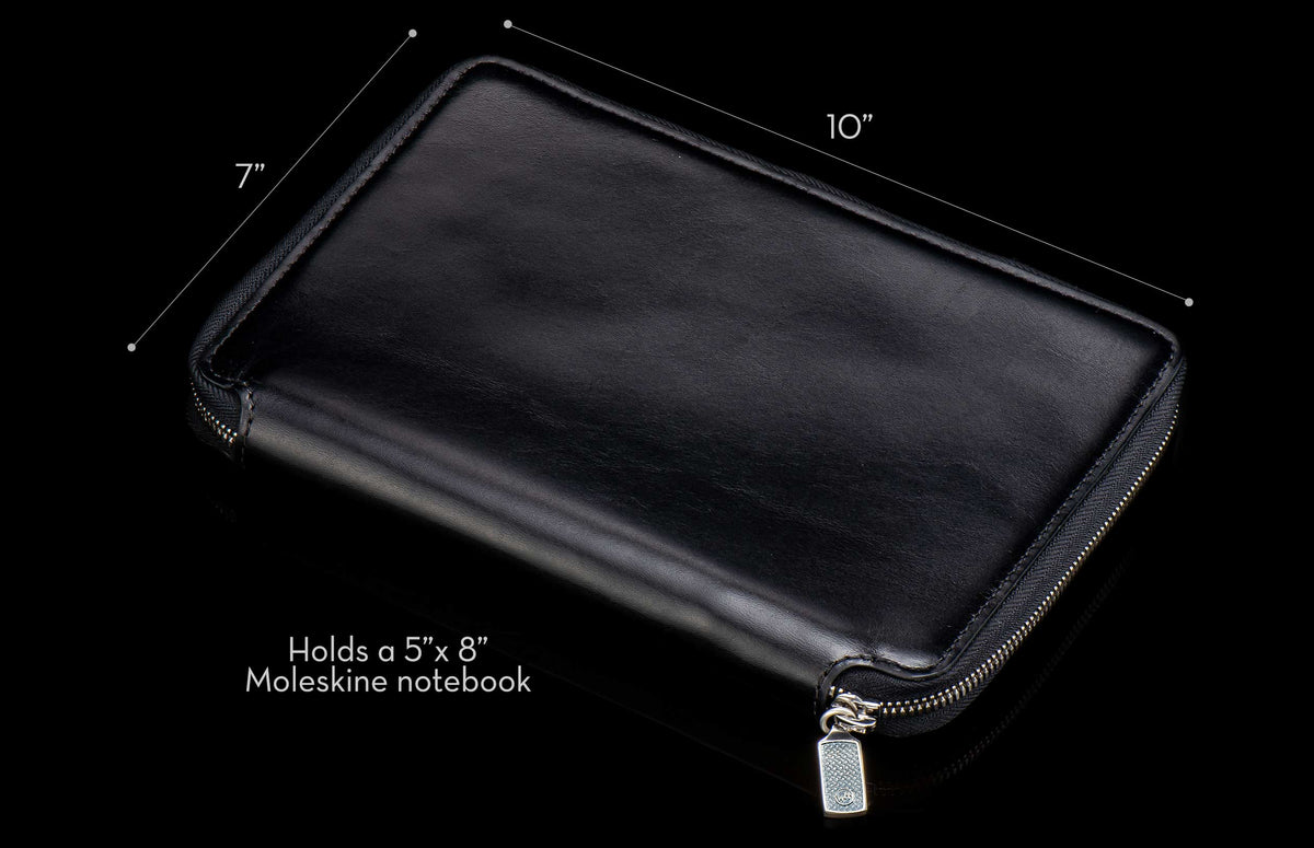 William Henry LEATHER Zipper Journal ZNB LIZ BLK