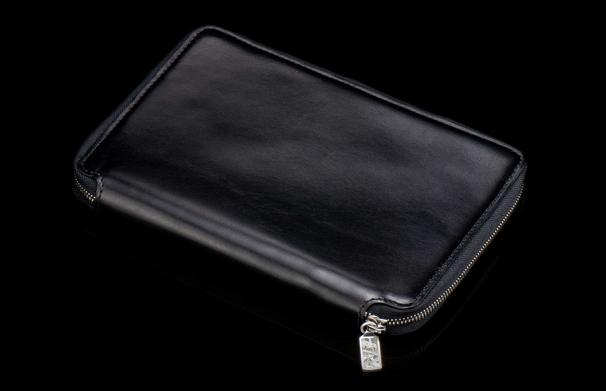 William Henry LEATHER Zipper Journal ZNB LIZ BLK