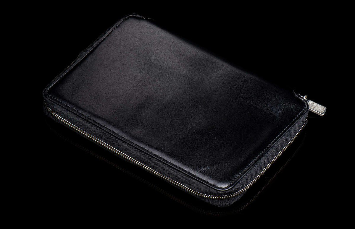 William Henry LEATHER Zipper Journal ZNB LIZ BLK