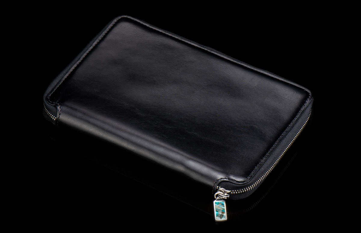 William Henry LEATHER Zipper Journal ZNB LIZ BLK