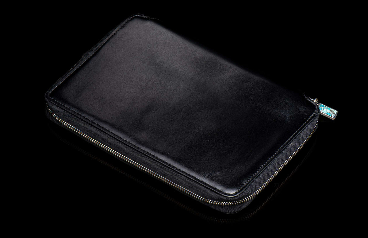 William Henry LEATHER Zipper Journal ZNB LIZ BLK