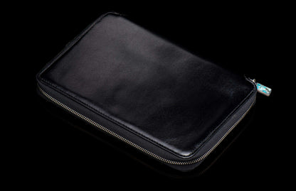 William Henry LEATHER Zipper Journal ZNB LIZ BLK
