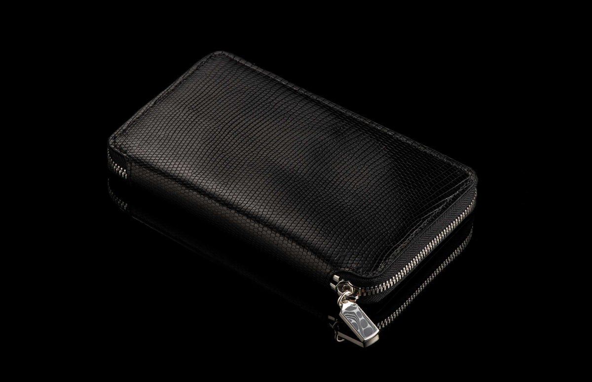 William Henry LEATHER Large Zipper Wallet ZW MC BLK S