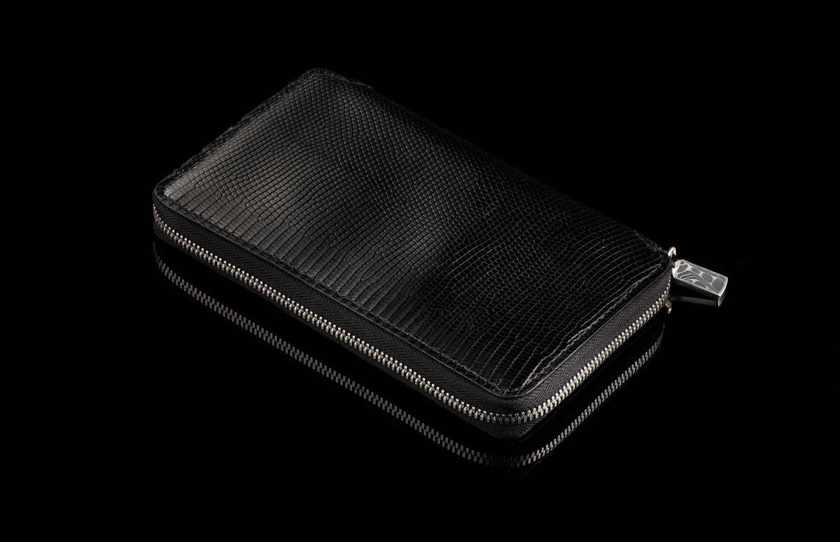 William Henry LEATHER Large Zipper Wallet ZW LIZ BLK