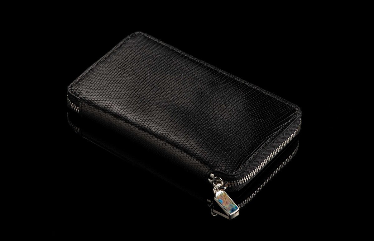 William Henry LEATHER Large Zipper Wallet ZW LIZ BLK
