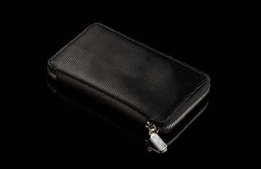 William Henry LEATHER Large Zipper Wallet ZW LIZ BLK