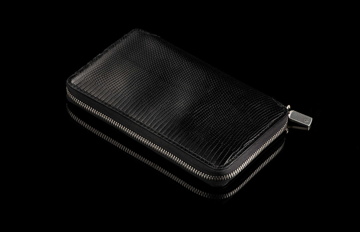 William Henry LEATHER Large Zipper Wallet ZW MC BLK S