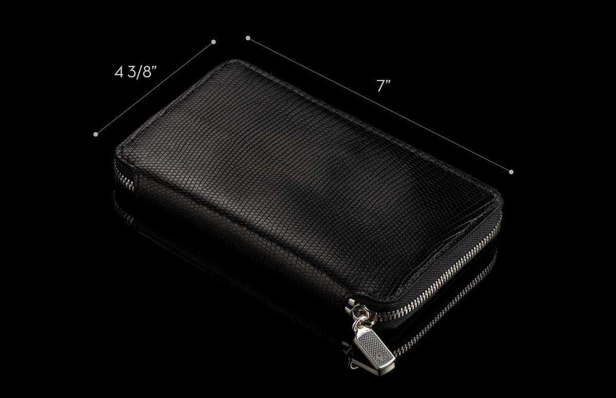 William Henry LEATHER Large Zipper Wallet ZW LIZ BLK