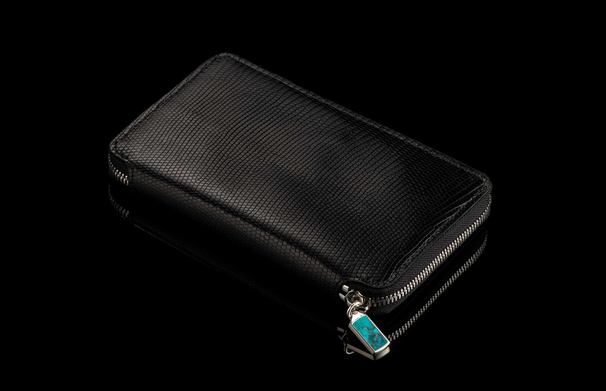 William Henry LEATHER Large Zipper Wallet ZW LIZ BLK