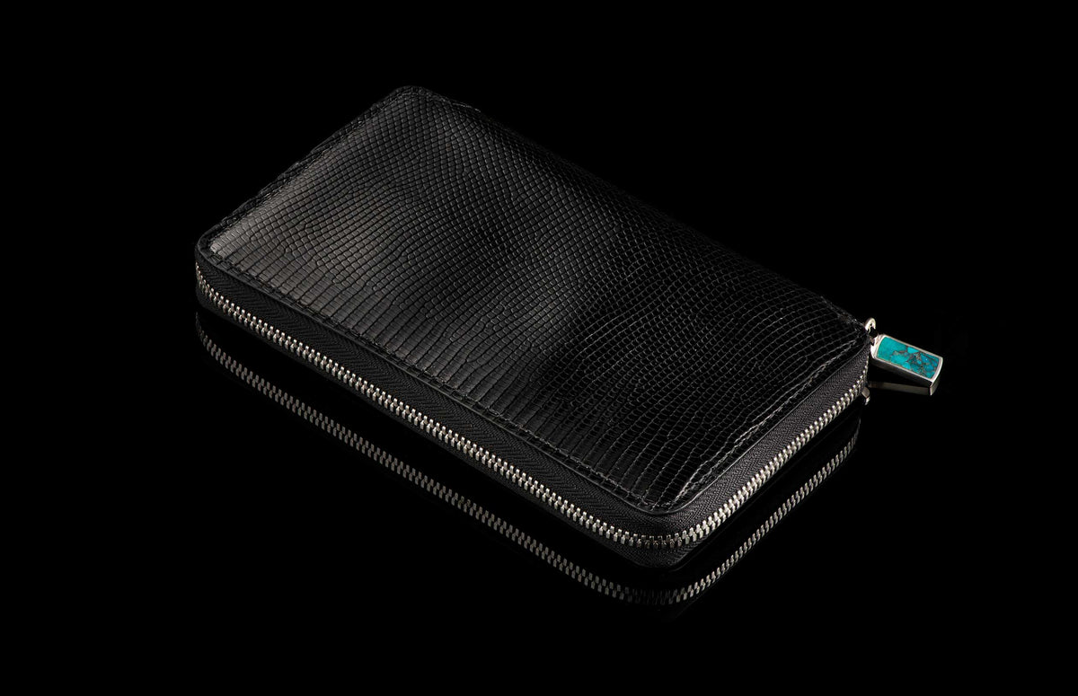 William Henry LEATHER Large Zipper Wallet ZW LIZ BLK