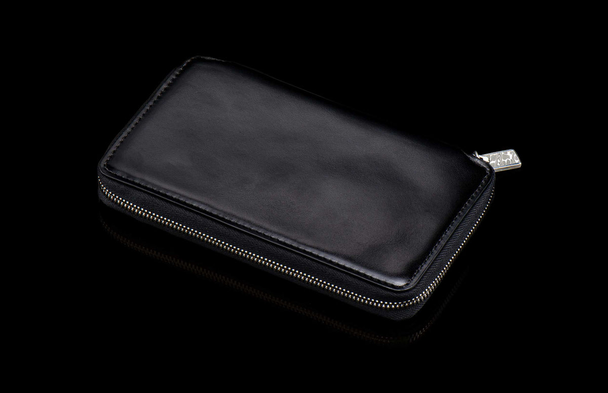 William Henry LEATHER Large Zipper Wallet ZW LIZ BLK