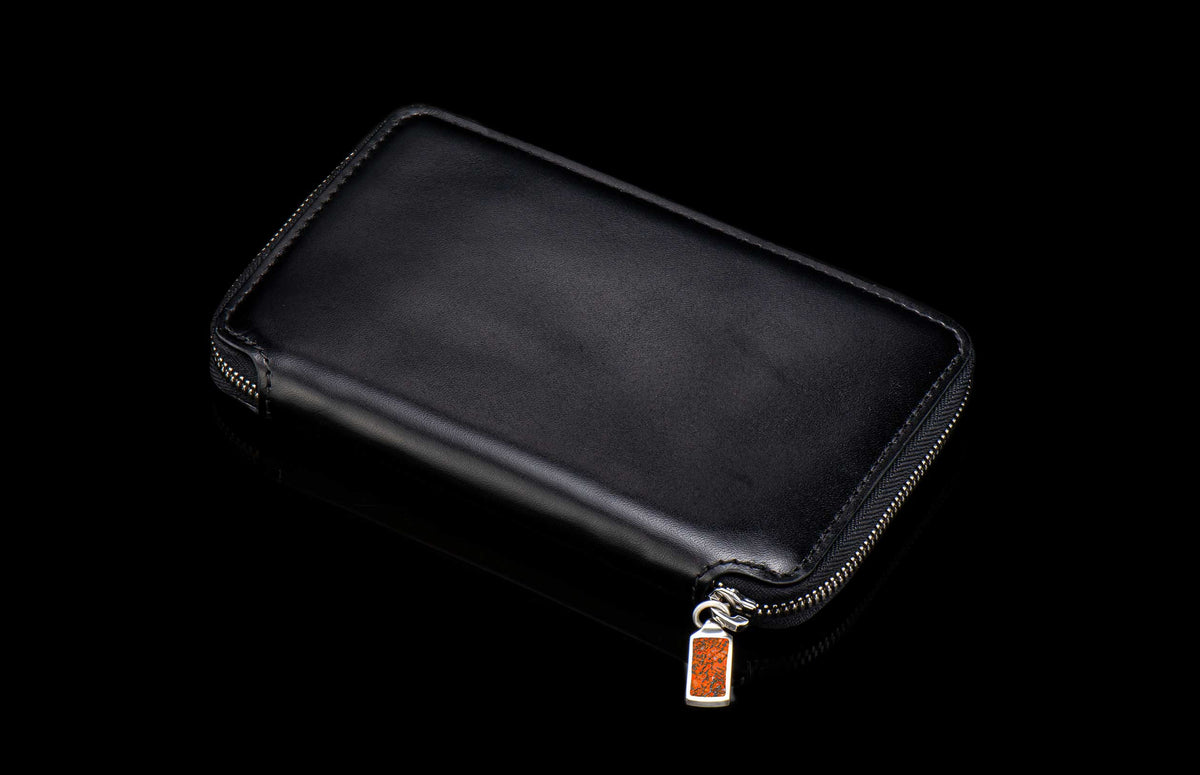 William Henry LEATHER Large Zipper Wallet ZW MC BLK S