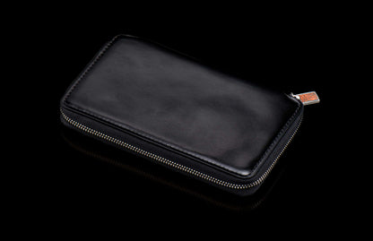 William Henry LEATHER Large Zipper Wallet - Midnight Lizard / Silver ZW LIZ BLK S