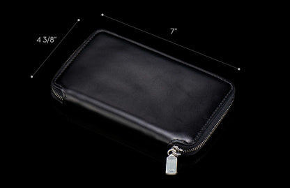 William Henry LEATHER Large Zipper Wallet - Midnight Lizard / Damascus ZW LIZ BLK DAM