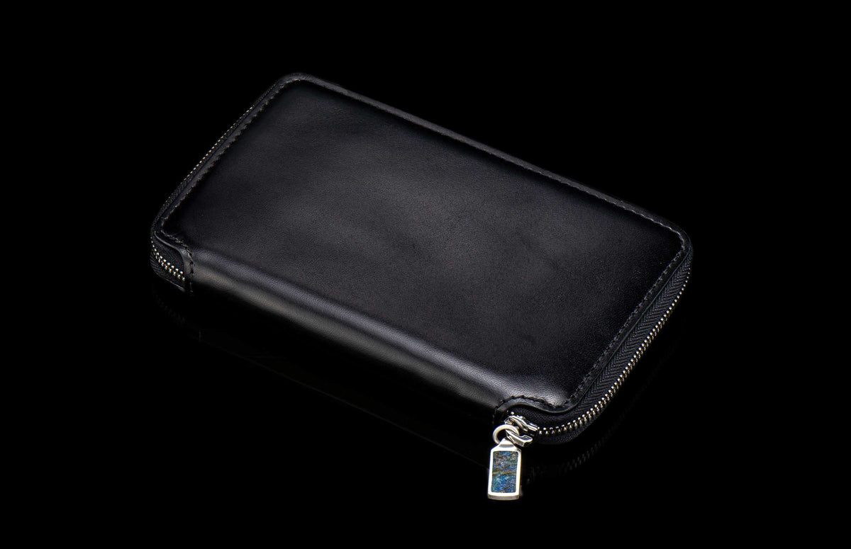 William Henry LEATHER Large Zipper Wallet ZW LIZ BLK