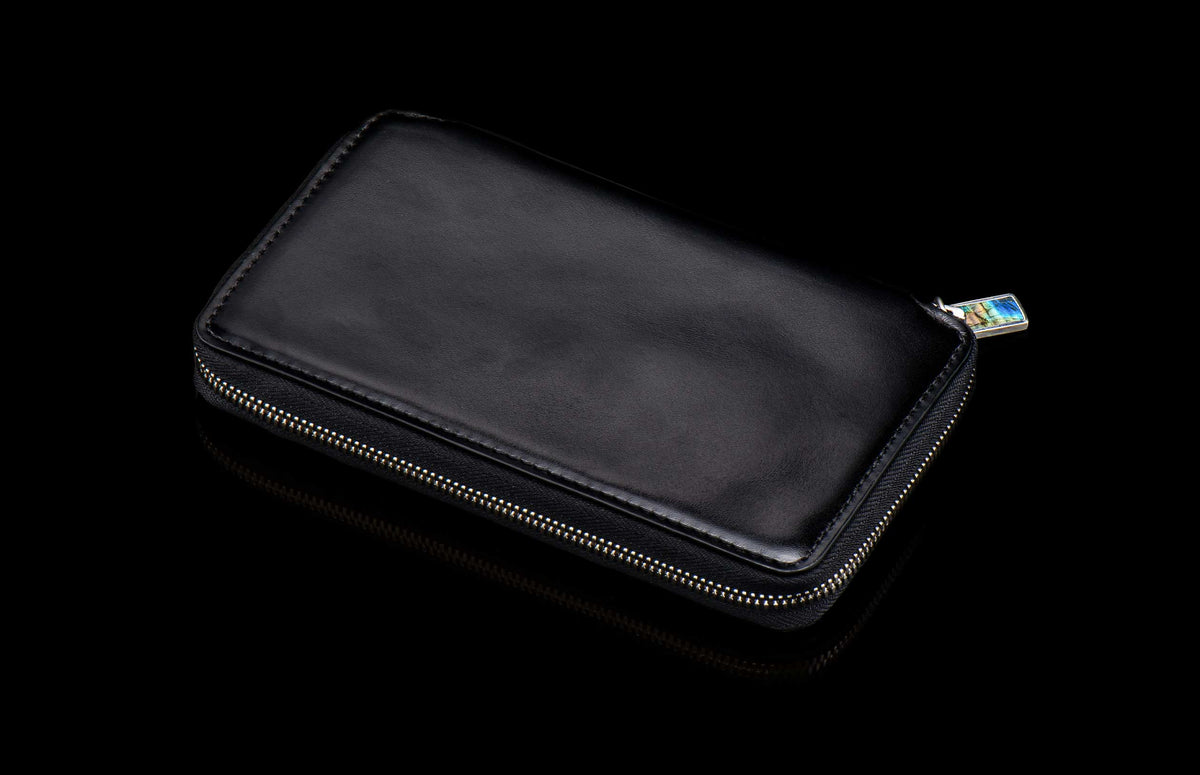 William Henry LEATHER Large Zipper Wallet ZW MC BLK S