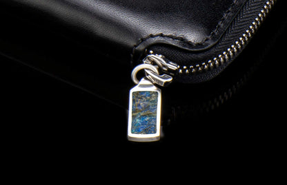 William Henry LEATHER Large Zipper Wallet - Midnight Lizard / Silver ZW LIZ BLK S