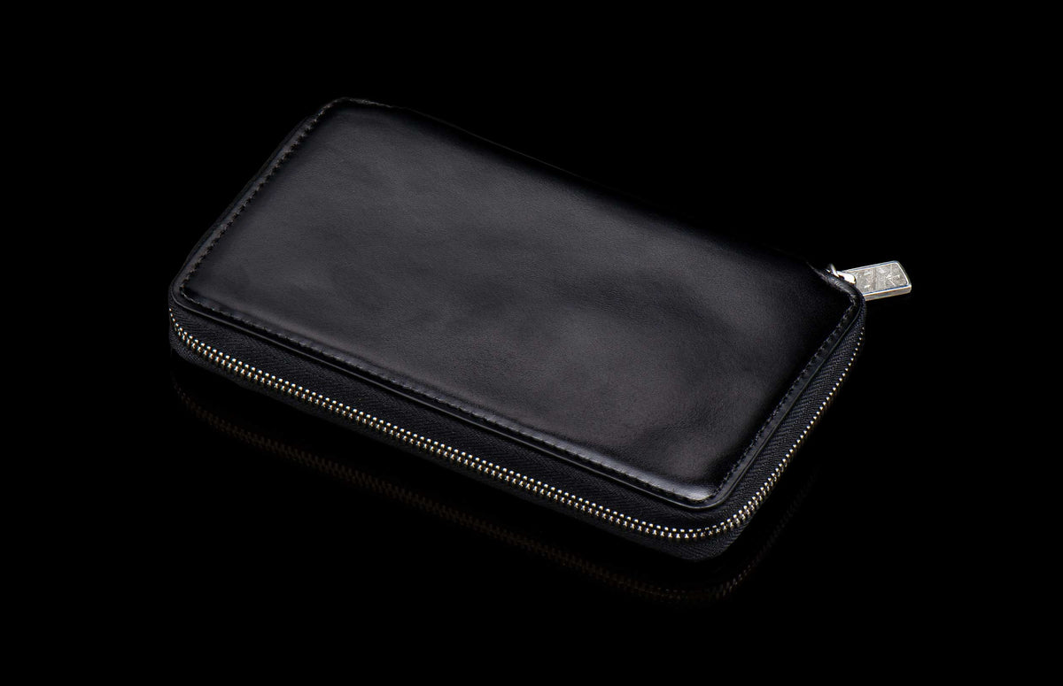 William Henry LEATHER Large Zipper Wallet ZW MC BLK S