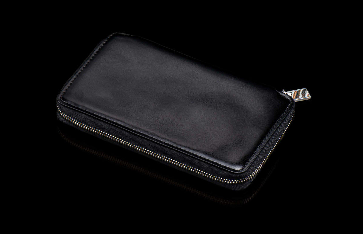 William Henry LEATHER Large Zipper Wallet ZW LIZ BLK