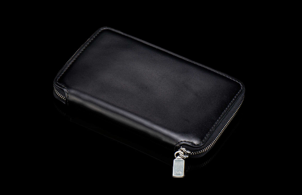 William Henry LEATHER Large Zipper Wallet ZW LIZ BLK