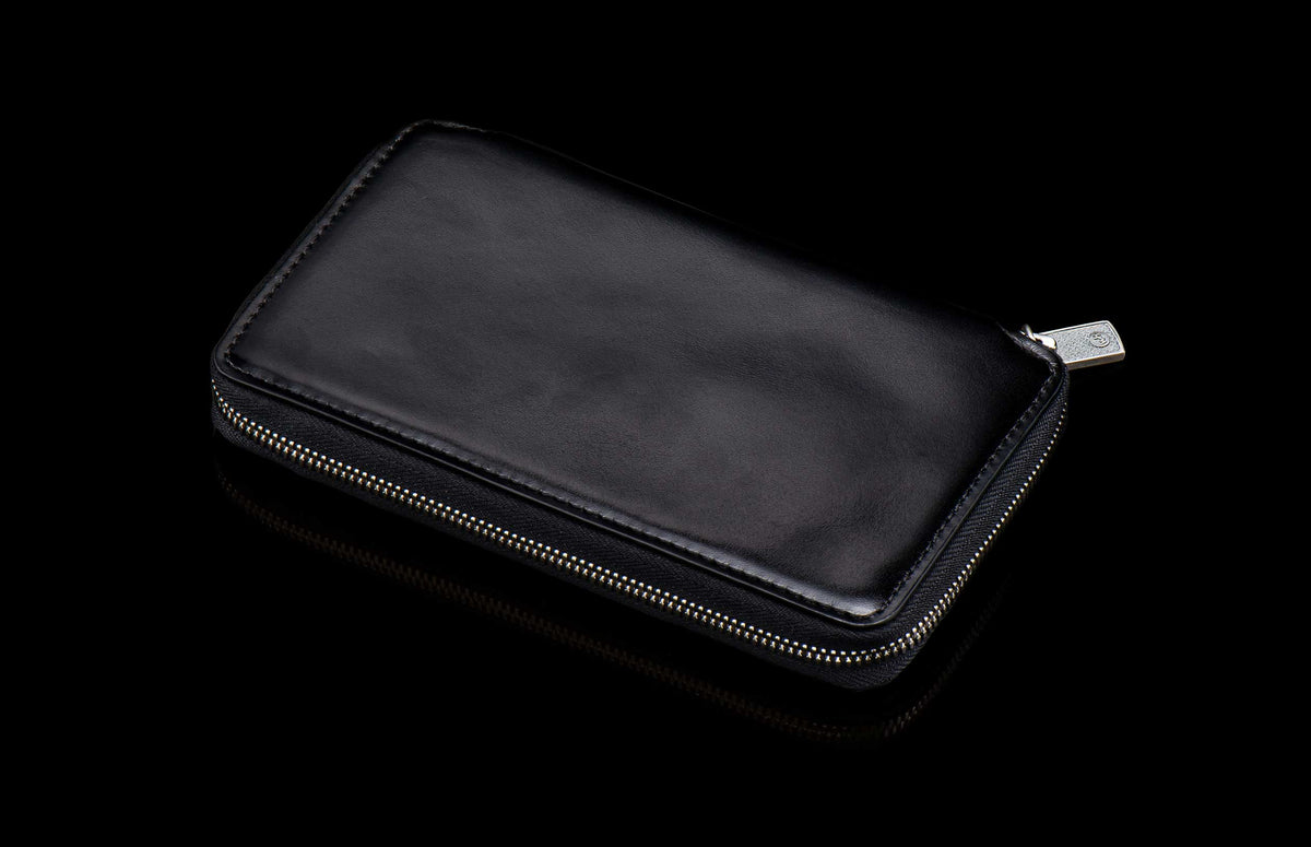 William Henry LEATHER Large Zipper Wallet ZW LIZ BLK