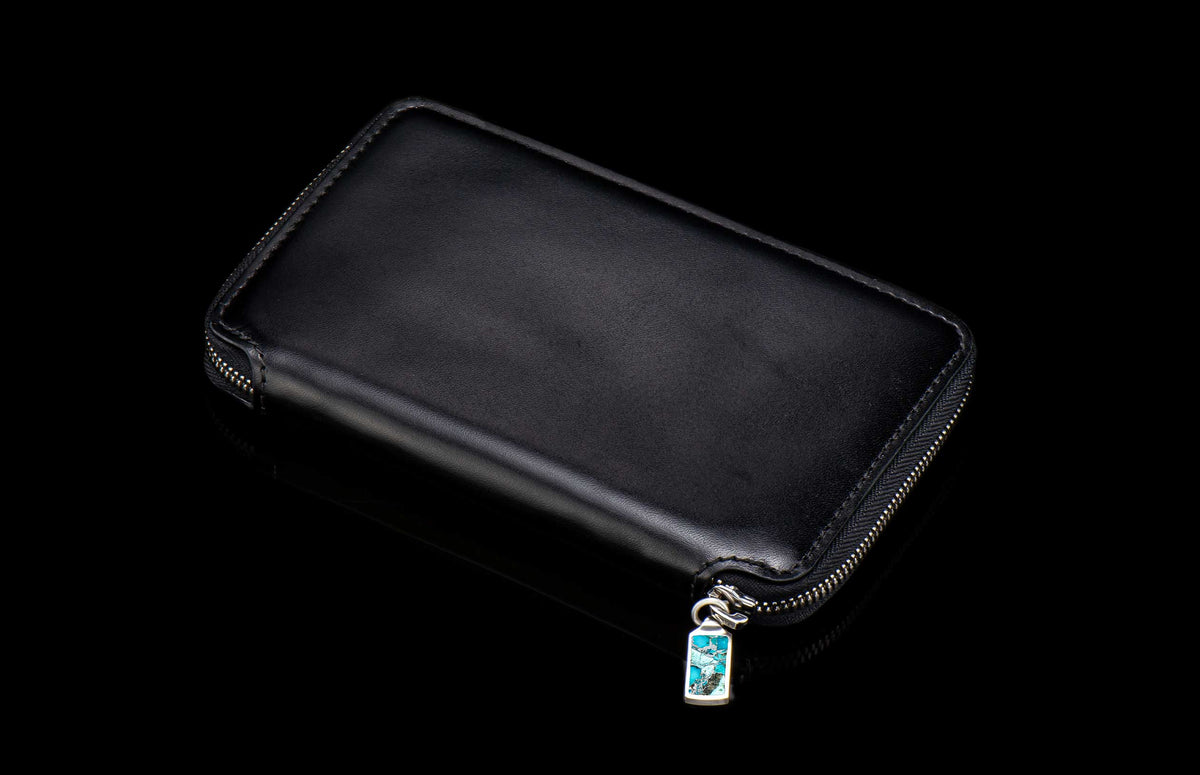 William Henry LEATHER Large Zipper Wallet ZW LIZ BLK