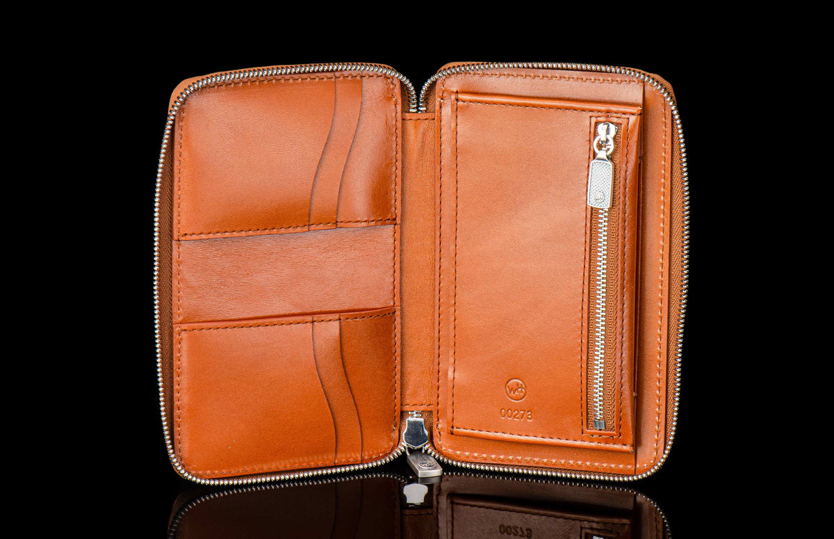 William Henry LEATHER Large Zipper Wallet - Midnight Lizard / Silver ZW LIZ BLK S