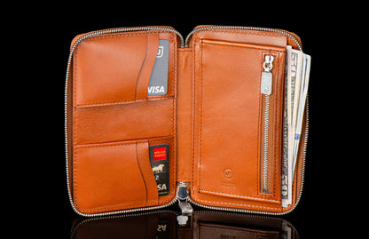 William Henry LEATHER Large Zipper Wallet ZW LIZ BLK
