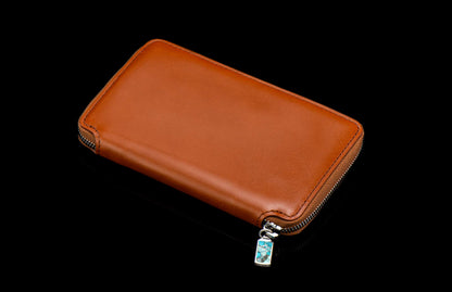 William Henry LEATHER Large Zipper Wallet - Midnight Lizard / Silver ZW LIZ BLK S