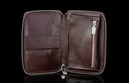 William Henry LEATHER Large Zipper Wallet - Midnight Lizard / Damascus ZW LIZ BLK DAM