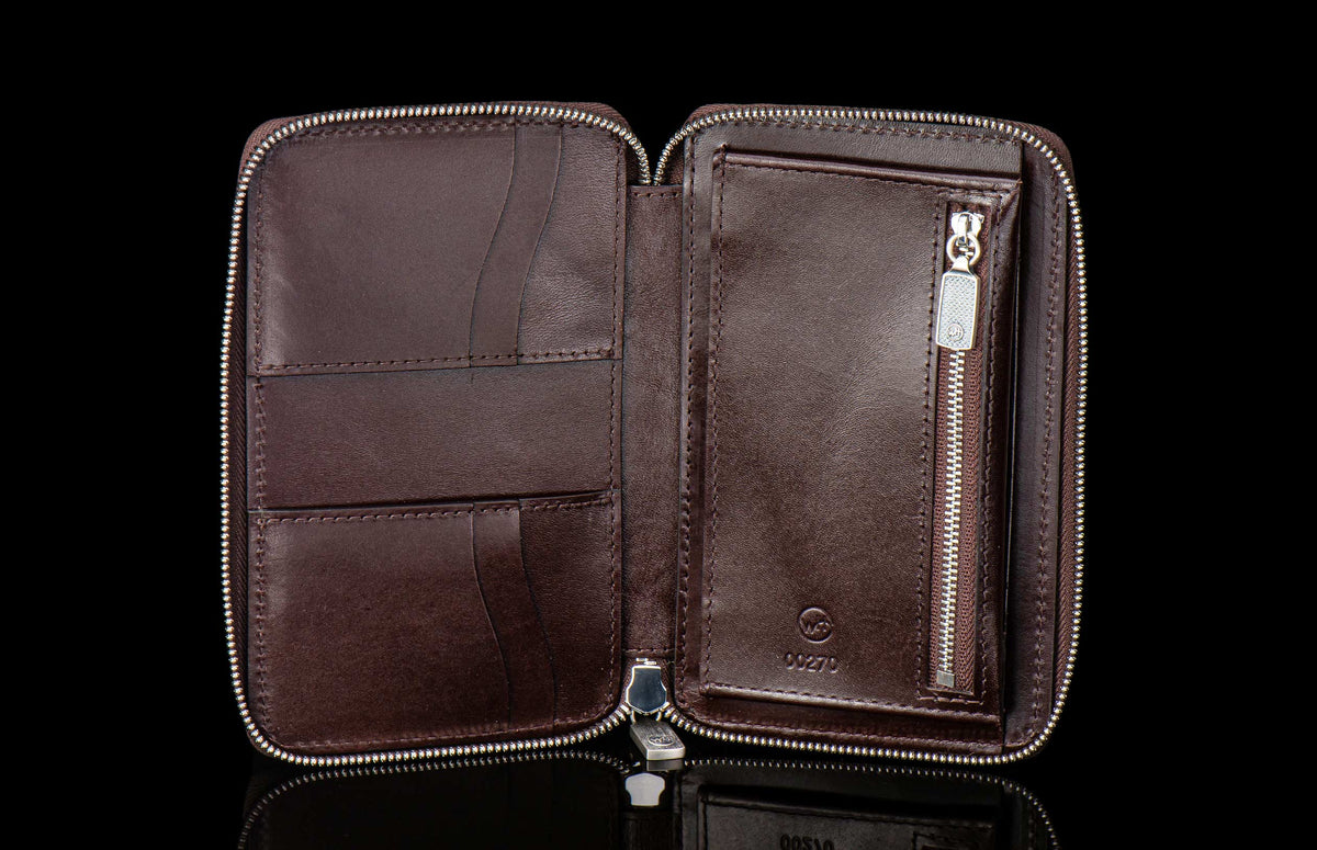 William Henry LEATHER Large Zipper Wallet ZW LIZ BLK